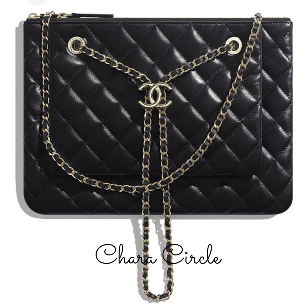 ⭐️SOLD ⭐️Chanel CC Drawstring Double Zip Crossbody Pouch Quilted Lambskin